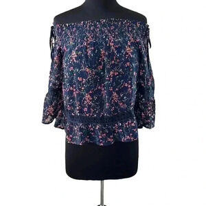 Skies Are Blue Floral and Lace Off The Shoulder Blouse 
Size XSP